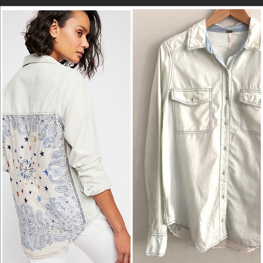 NWT Free People star back chambray shirt Sz S